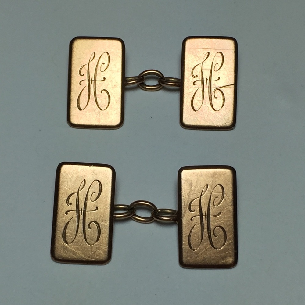 Antique 9k Rose Gold Cuff Links
